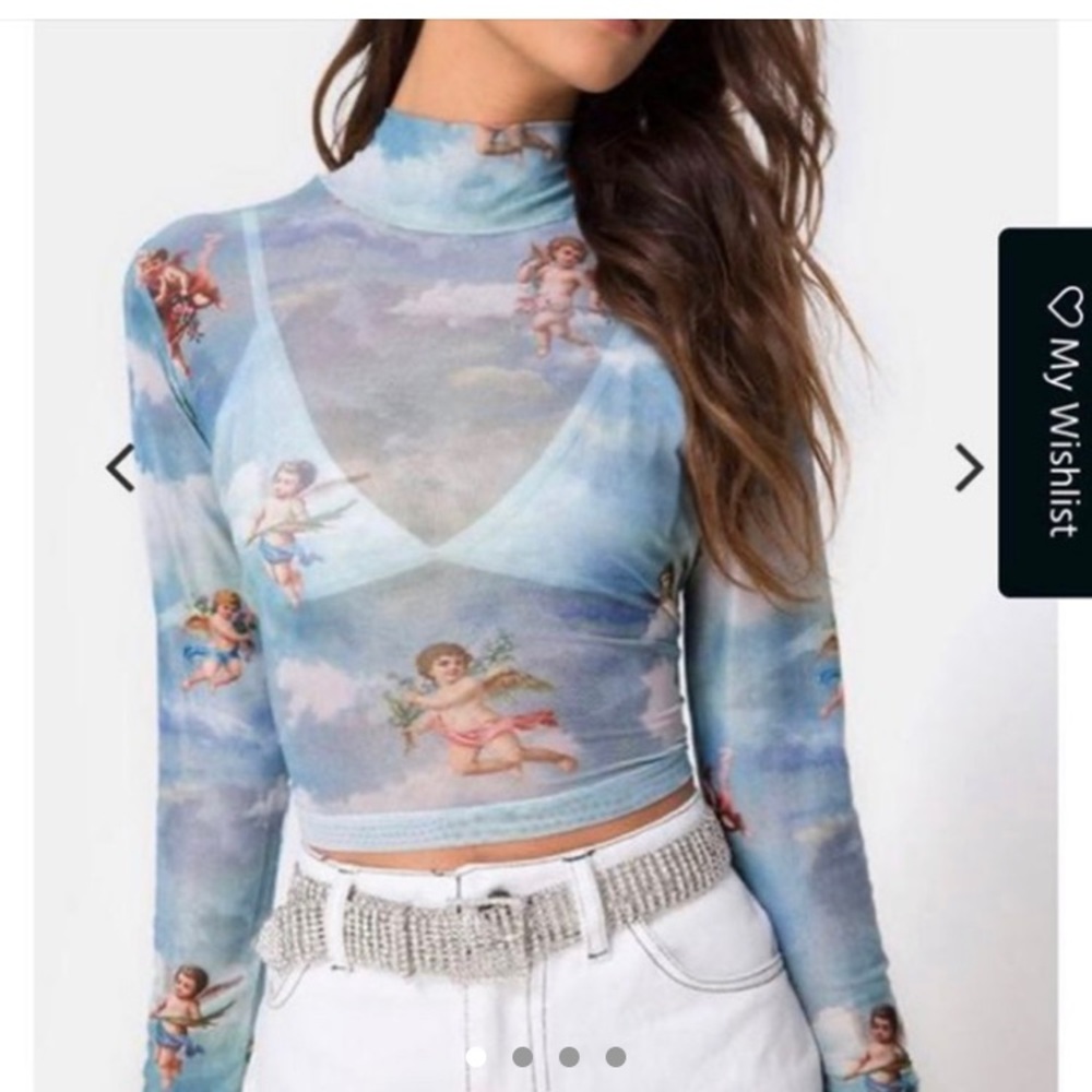 Angel/Cupid long sleeve mesh top